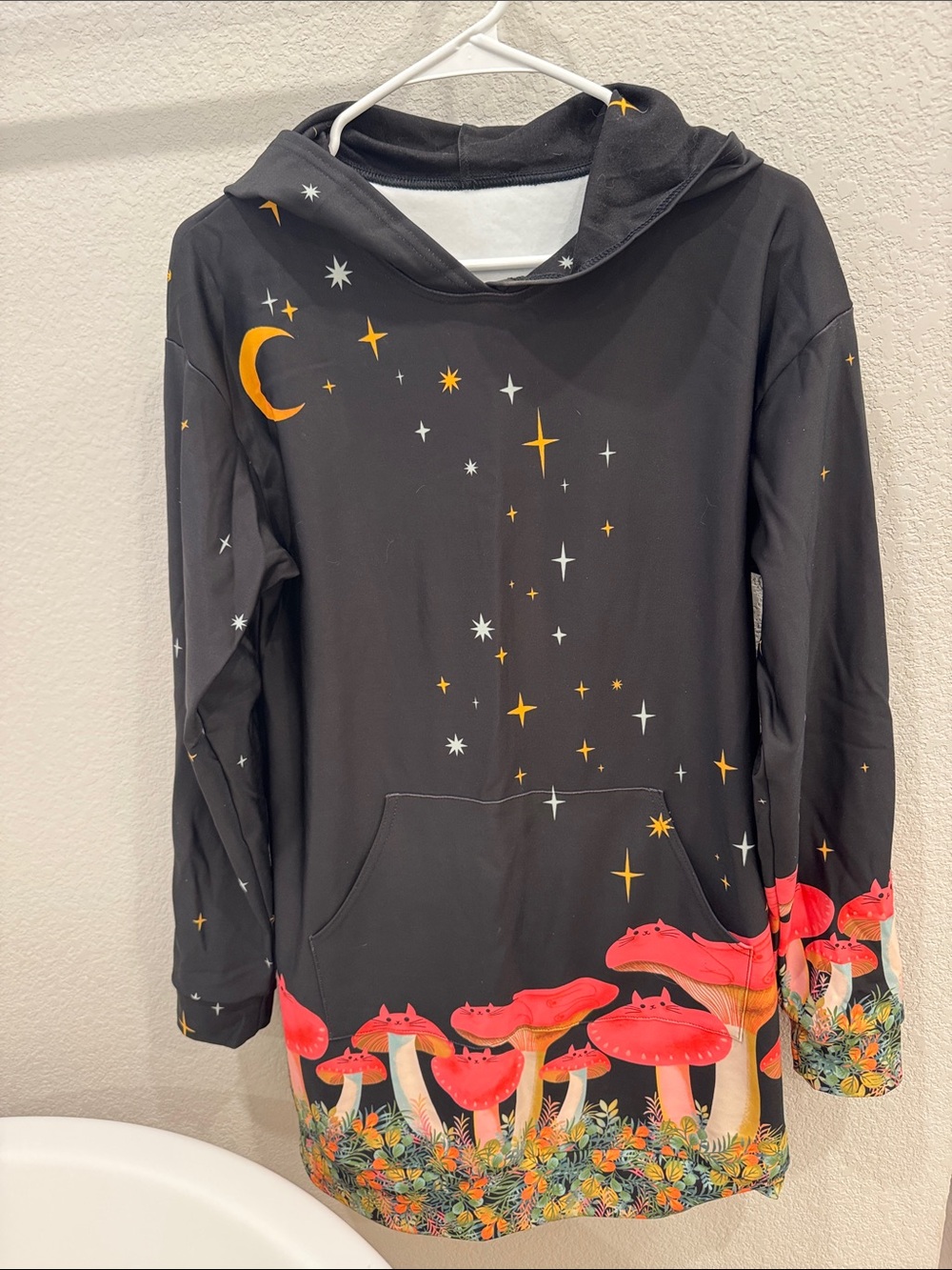 BlackMilk Black Hooded Top with Gold & White Star Print